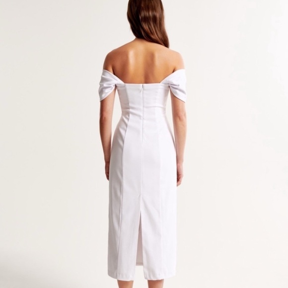 Abercrombie & Fitch Off the Should White Midi Dress - Picture 3 of 6